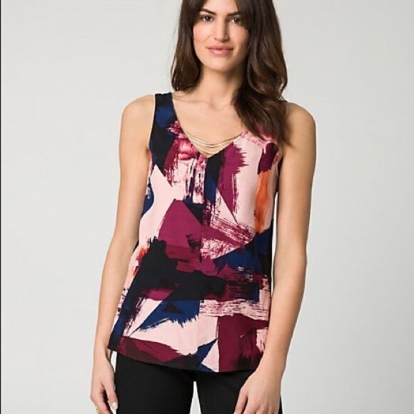 LE Chateau Abstract Viscose Crêpe Double V Size XXS - Picture 1 of 10